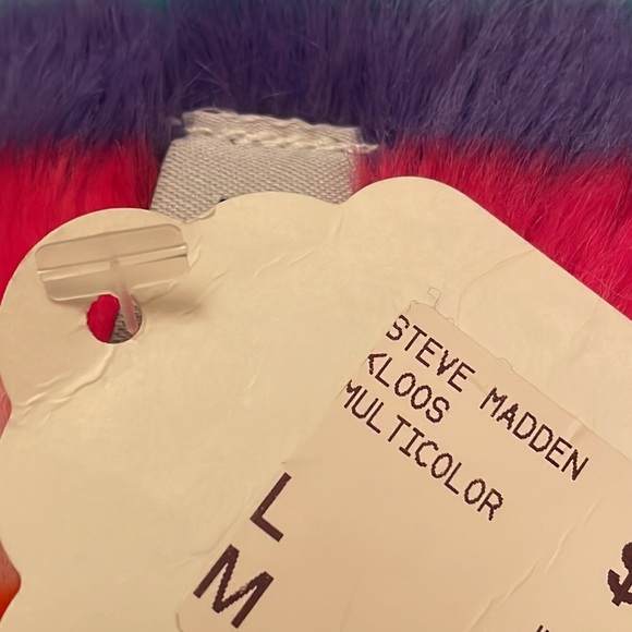 🔥HP🔥 Steve Madden Kloos Multi-Color Fuzzy Slip-On Slippers. Size Large. NEW!! - Picture 7 of 7